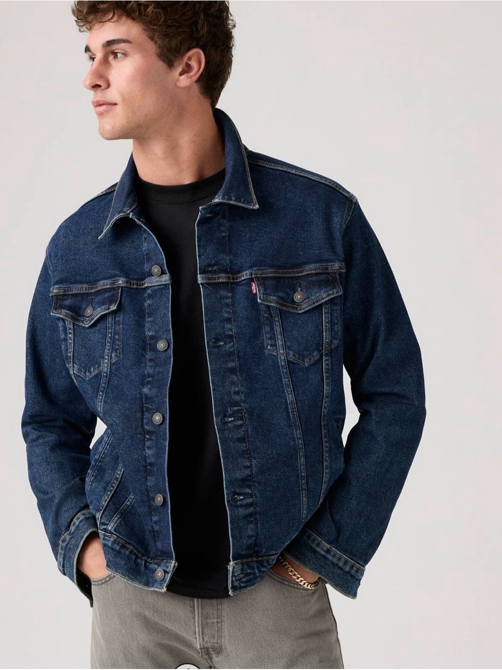 Levi's Men's Dark Blue Denim Jacket with Chest Pockets